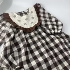 女の子　長袖　チェック　ワンピース　juo 100