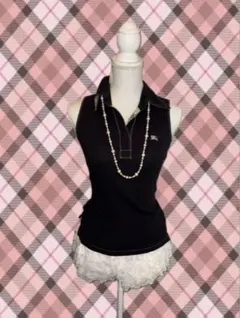 極美品 Burberry レア ノースリーブポロシャツ 海外ガール フェアリー