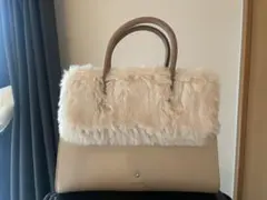 luria 4°C ベージュ ファー付き ハンドバッグ