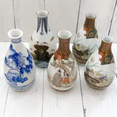 未使用 九谷焼 加州聖城窯 山中国盛 盃 酒器 ぐい呑み 5客セット 共箱