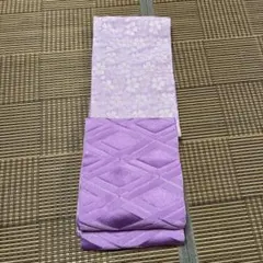 紫色と花柄ゆかた帯