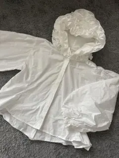 フードフリル 白 長袖 ブラウス ジャケット