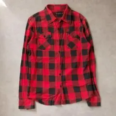 90s vintage 赤×黒チェックシャツ Y2K グランジ ロック アメカジ