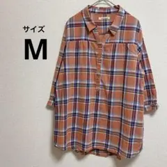 【COLLINS'STUDIO】 チェックシャツ　チュニック　カジュアル　M