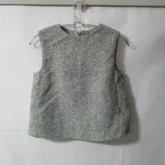 「即日発送」XSグレー系ツイードノースリーブトップス　ベスト