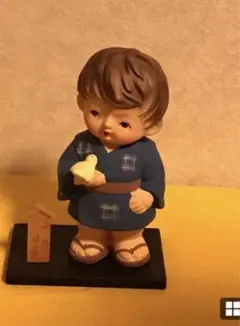 男の子と小鳥 人形 置物 昭和レトロのサムネイル
