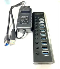 USB3.0 ハブ 電源付き 10ポート 個別スイッチ付き 高速転送 美品