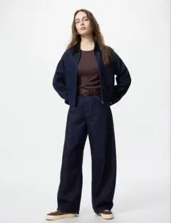 ユニクロ美品バギーカーブジーンズ69 NAVY 26インチ