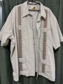 80s/90s GUAYABERA キューバシャツ ベージュ刺繍