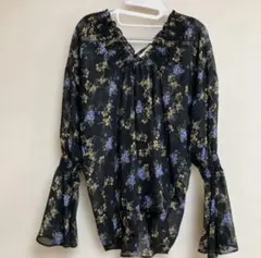 EMODA 花柄シースルーブラウス 長袖 ブラウス 秋