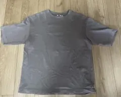 ユニクロU エアリズムコットンオーバーサイズTシャツ パープル 半袖 Lサイズ