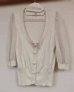 自由区　カーディガン　白　シースルー
