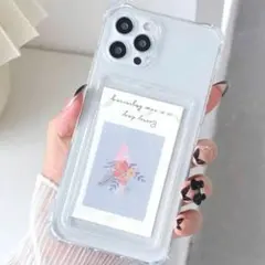 iPhone12pro ケース 透明 クリアカバー クリップ付き 背面カード入れ