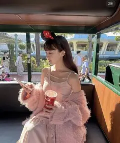 ピンク キャミワンピース スリーブレス
