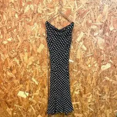 23区 ロングワンピース フレア 総柄 ドット柄 ブラック レディース 38 M
