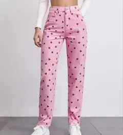 sheinカジュアルボタンハートジーンズ