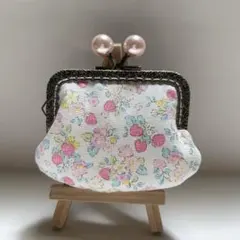 ハンドメイド がま口 財布 ポーチ いちご柄