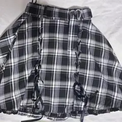 黒白 チェックスカート ベルト付き