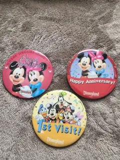 ✨非売品✨海外ディズニー 記念缶バッジ 3点セット アナハイム カリフォルニア