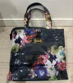 Harrods ハロッズ　ハンドバッグ　花柄　ファスナー付のサムネイル