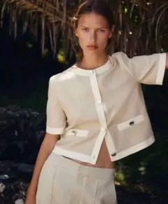 ZARA リネンショートスリーブブレザーのサムネイル