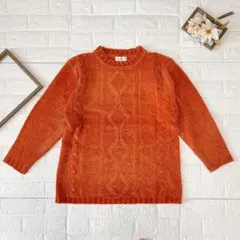 LADIES FASHION オレンジ 長袖 ニットセーター