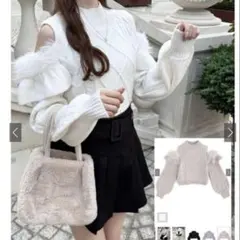 フェザーショルダーオープンニットトップス tt012 grl