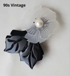 90s Vintage　フラワーモチーフ　スリガラス　ルーサイト　バレッタのサムネイル