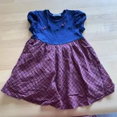 familiar ファミリア 半袖ワンピース ネイビー/レッドチェック