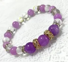 高級アメジスト2種　オーストリアンクリスタル　パワーストーンブレスレット