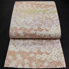 新品【御仕立上】西陣織六通柄袋帯　草木染　有識文様 もみじ　華模様