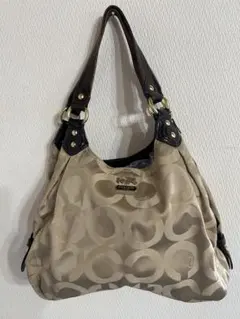 美品 コーチ ショルダーバッグ トートバッグ オプアート 肩掛け 馬車金具