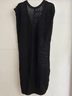 LOWRYS FARMメッシュ編み ブラックベスト