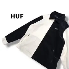 HUF ハフ　コーディロイ ジップアップ ジャケット　バイカラー　刺繍ロゴ