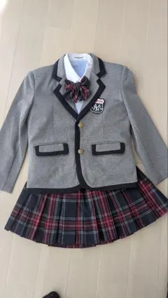 フォーマルスーツ グレー ブレザー チェック柄スカート