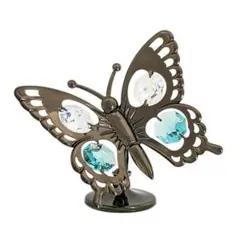 黒 蝶 置物 蝶々 チョウ 置き物 高級 スワロフスキー クリスタル