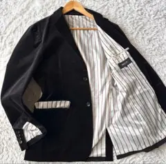 極美品　コムサイズム　テーラードジャケット　ベロア　ストライプ　ブラック　M