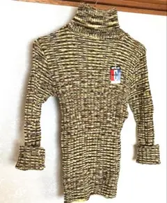 長袖 タートルネックニットセーター イエローブラウン