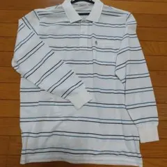 Hush Puppies 長袖ポロシャツ L ホワイト/ストライプ