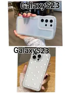 GalaxyS23 ケース　ウェーブフレーム　クリアケース　なみなみ