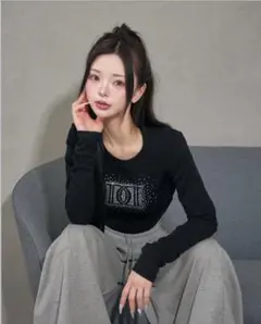 darich ダーリッチ シャイニーDDロゴコンパクトロングTシャツ ブラック