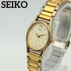 新品電池 稼働品 SEIKO 腕時計 レディース オーバル ゴールド 金色文字盤