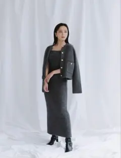 anuans カシミヤブレンドキャミソールニットワンピース