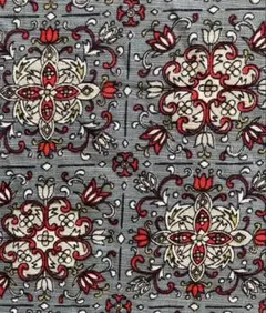 昭和レトロ　花柄プリント 幾何学模様　生地 約87.5x155.5cm