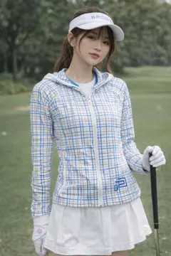 【新品】プラネットスポーツ ゴルフウェア パーカー S チェック レディース