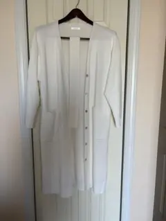 ホワイト ガウンカーディガン ベルト付き