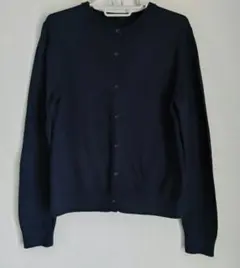 ユニクロ UVカットクルーネックカーディガン ネイビー L (ウォッシャブル)