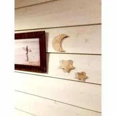 木製 月と星の壁飾り