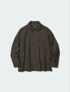 【美品】UNIQLO ブラッシュドツイルオーバーシャツ　ブラウン