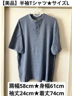 美品　半袖Tシャツ　くすみブルー　L